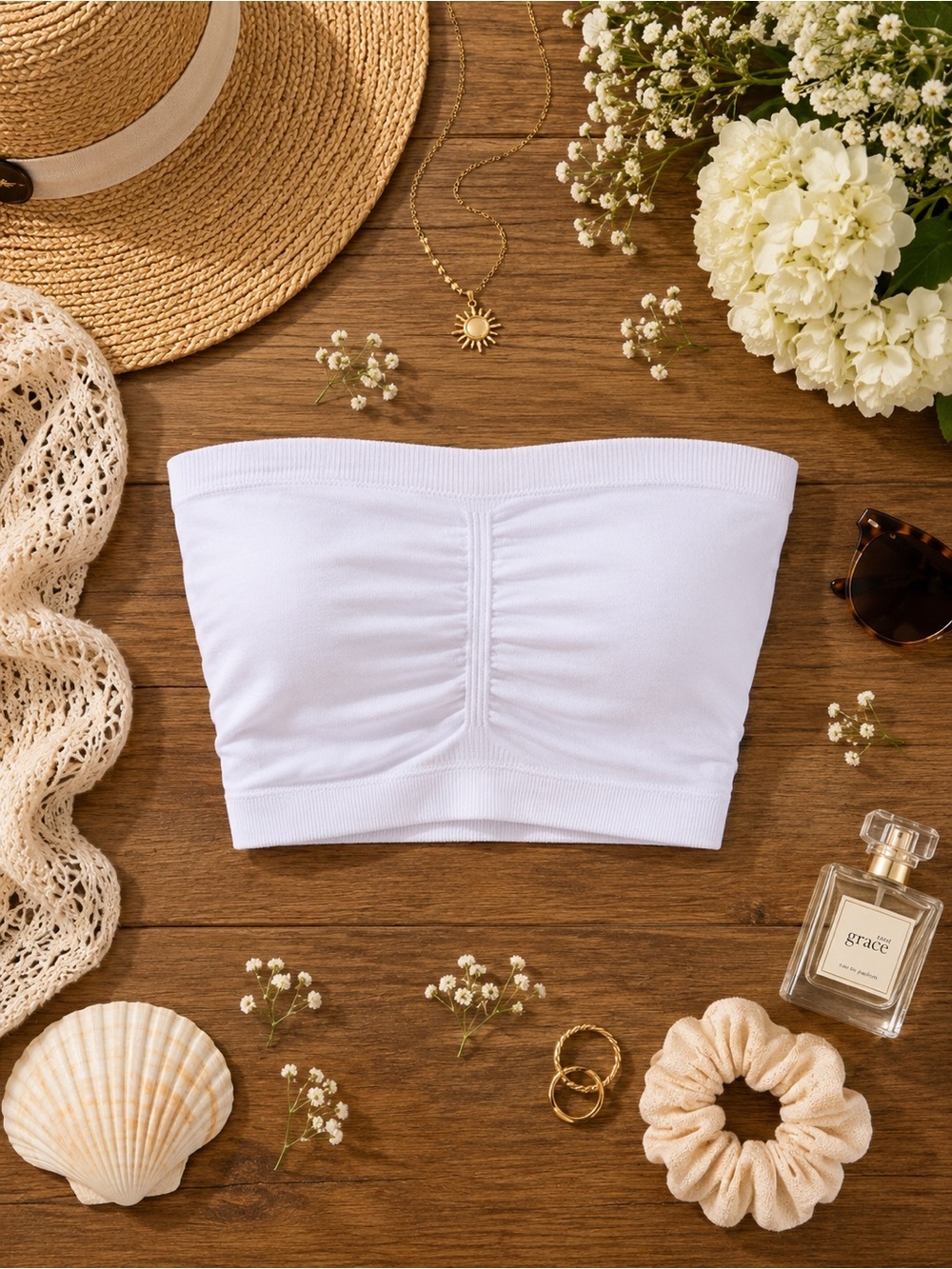 Seamless White Strapless Bandeau Tube Top